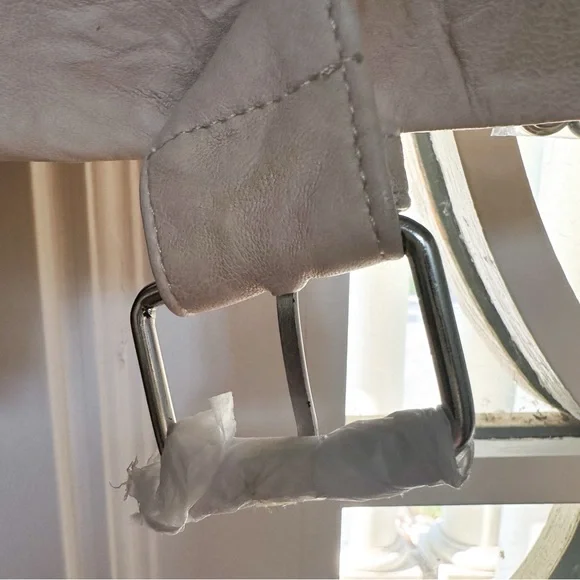 NWT IRO Marom Fringed Crinkled Leather Biker Jacket 38 M Beige - Picture 8 of 11